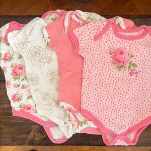 Betsey Johnson Pink and Floral Baby Bodysuits